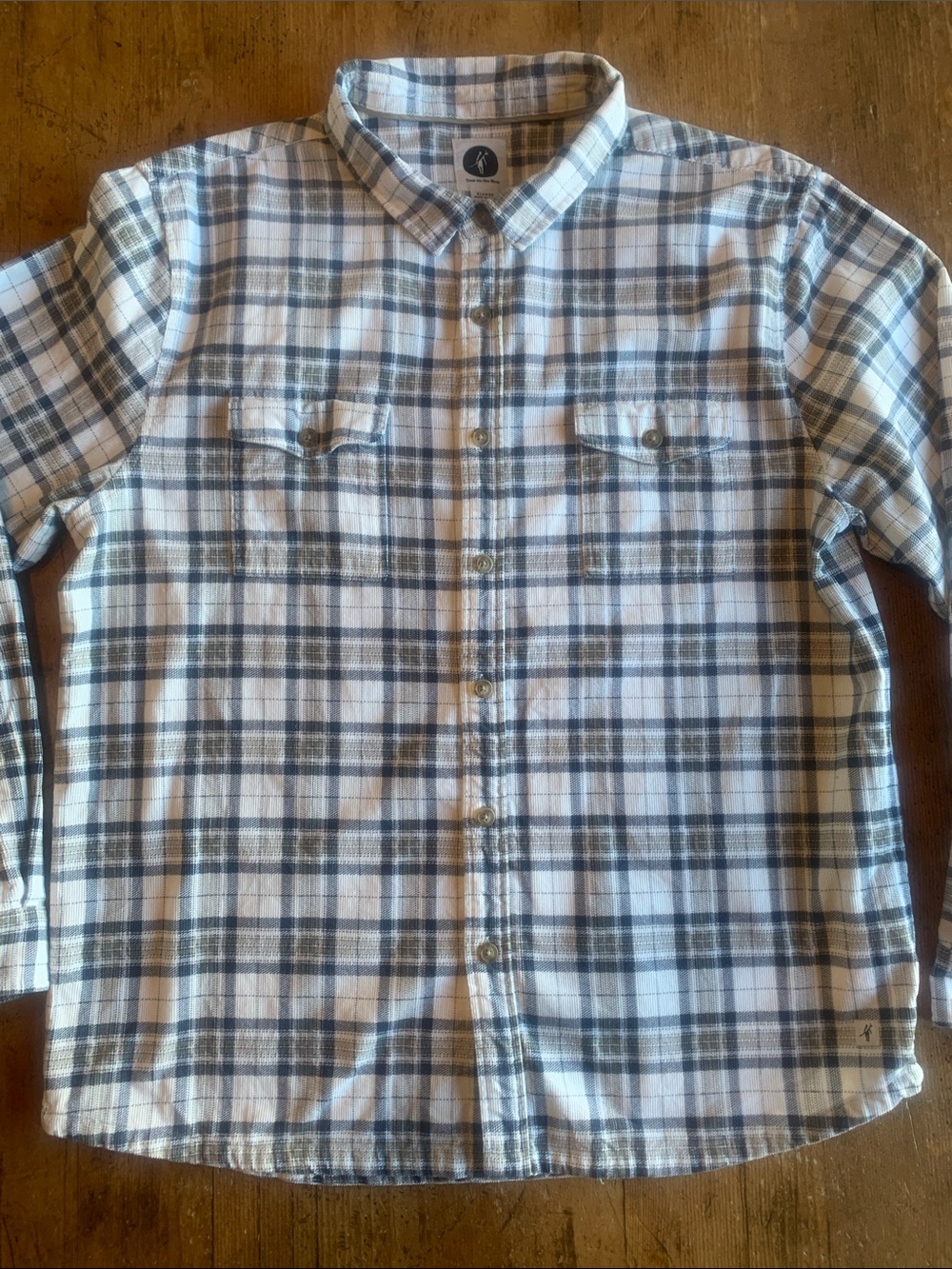 Toes on the Nose Men's White and Gray Plaid Long-Sleeve Button-Down Shirt
